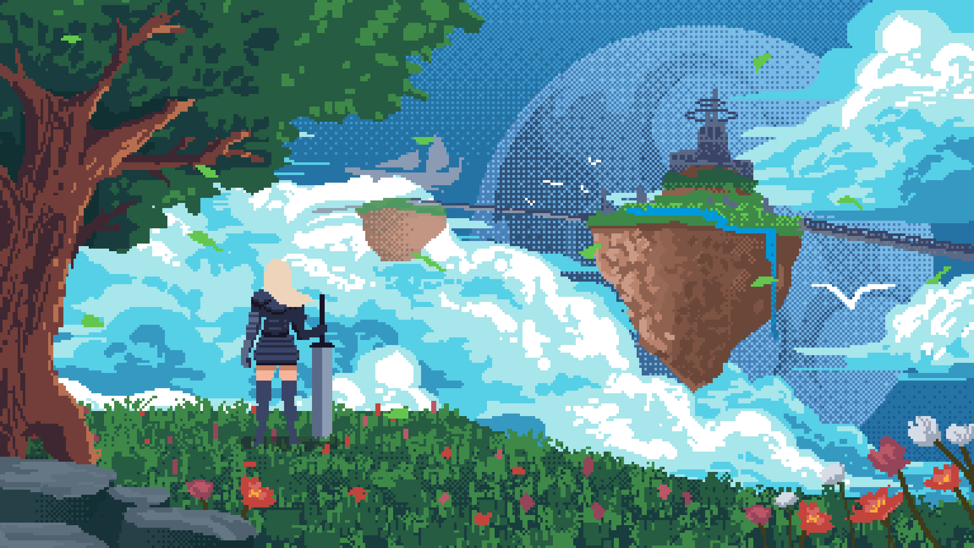 Example animated pixel art scene